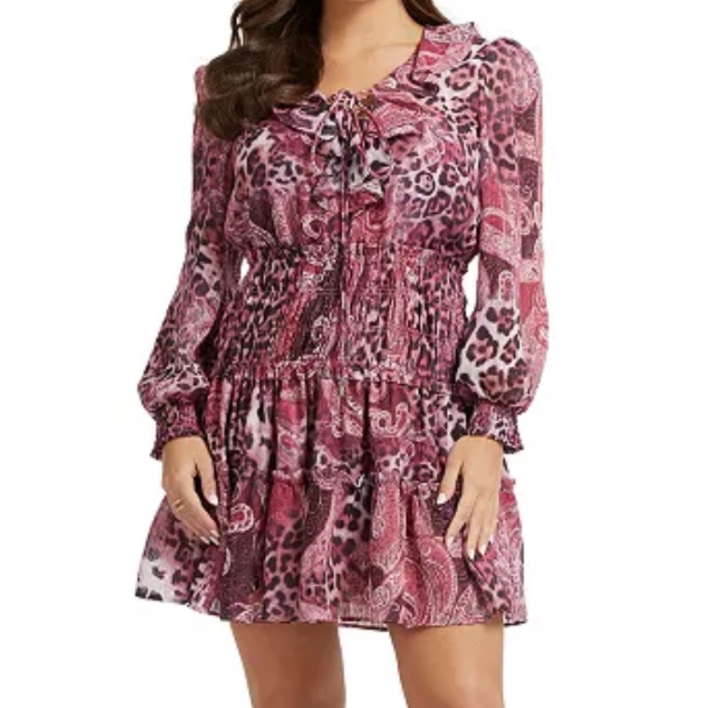 Guess Lace-Up Flared Dress